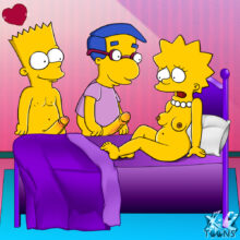 Lisa has a threesome with Milhouse and Bart xl-toons.win