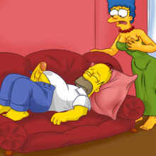 Marge gives Homer a hot blowjob on the couch xl-toons.win